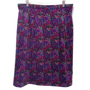 Vintage 90s Multicolor Corduroy Print Full Above Knee Skirt Size XL